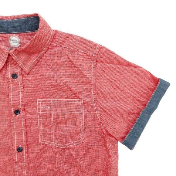 Wonder Nation Boys Short Sleeve Shirt Red Size XL Button Up - Picture 5 of 7
